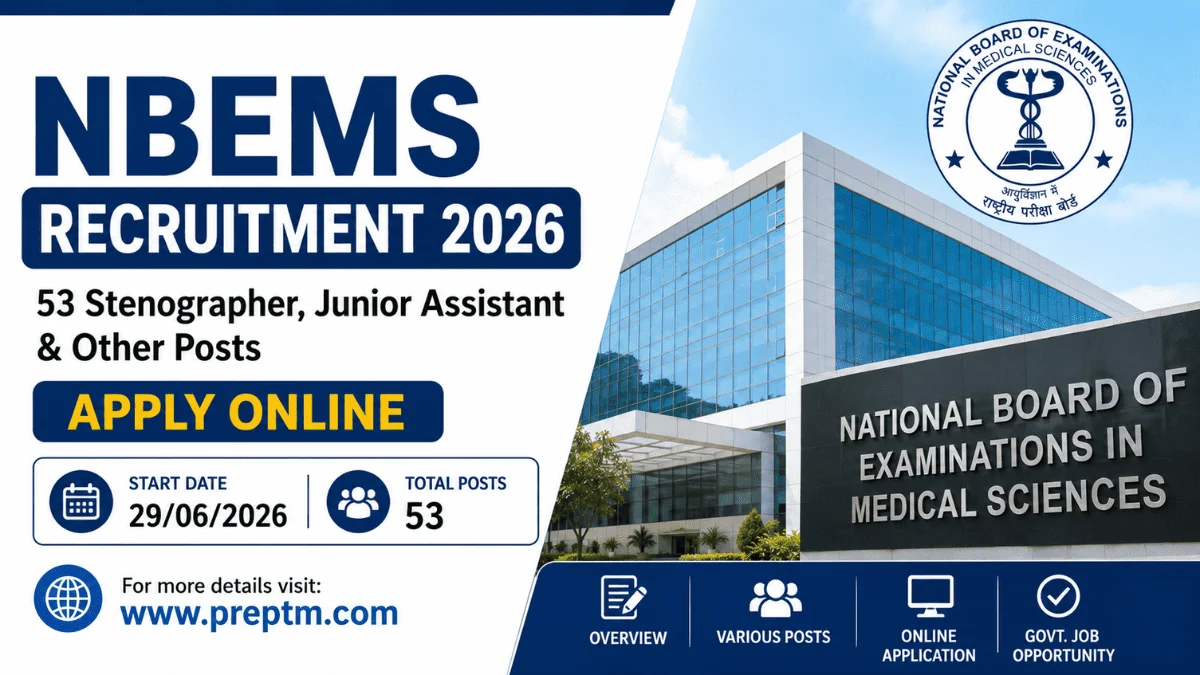 NBEMS Recruitment 2026: 53 Stenographer, Junior Assistant & Other Posts Apply Online